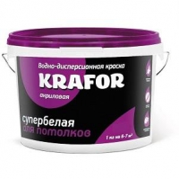 Краска для потолков Супербелая KRAFOR 14 кг (фиолет) в Орехово-Зуево СтройДвор на Карболите