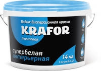 Краска интерьерная Супербелая KRAFOR 1,5 кг в Орехово-Зуево СтройДвор на Карболите