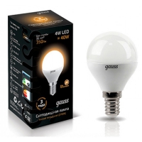 Лампа светодиодная Gauss Шар G45 E14 4W(370lm) 4100 95x48 пластик/алюм. EB105101204 в Орехово-Зуево СтройДвор на Карболите