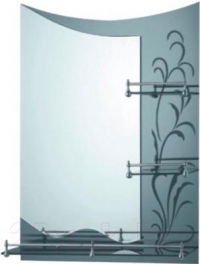 Зеркало для ванной фигурное с полками F688 в Орехово-Зуево СтройДвор на Карболите