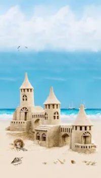 Панель ПВХ фриз 3D Панорама Песочный замок (узор 6 панелей) в Орехово-Зуево СтройДвор на Карболите