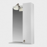Зеркало для ванной со шкафом, полкой и светильником РЕЙМС 50 см белый в Орехово-Зуево СтройДвор на Карболите