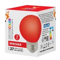 Лампа красная декоративная светодиодная LED-G60-3W/RED/E27/FR/C в Орехово-Зуево СтройДвор на Карболите