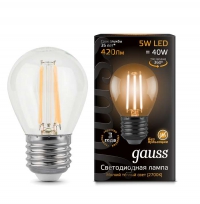 Лампа светодиодная Gauss Filament Шар G45 E27 5W 2700 прозр. 105802105 в Орехово-Зуево СтройДвор на Карболите