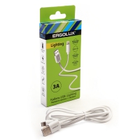 Кабель USB -  Lighting USB 3А 1,2 м белый ERGOLUX ELX-CDC03-C01 в Орехово-Зуево СтройДвор на Карболите
