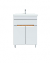 Тумба МОДЕНА 60 БЕЛАЯ/дуб ВОТАН + умывальник ФОСТЕР 60 в Орехово-Зуево СтройДвор на Карболите