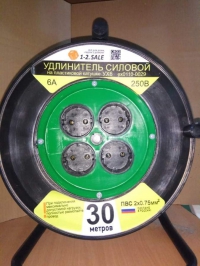 Удлинитель силовой на катушке 4роз.30м ПВС 2х0,75 6А ex0110-0029 в Орехово-Зуево СтройДвор на Карболите