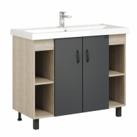 Onika Тумба ТИМБЕР 100 СЕРАЯ МАТ/ДУБ СОНОМА + умывальник ФОСТЕР-100 (Kirovit) в Орехово-Зуево СтройДвор на Карболите