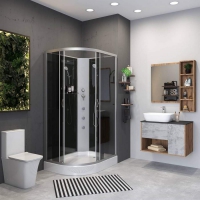 Душевая кабина NG-3512-14R ПРАВАЯ 120х80х215 НИЗКИЙ ПОДДОН 13см ТОНИРОВАННОЕ СТЕКЛО,3 места в Орехово-Зуево СтройДвор на Карболите