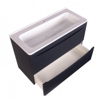 Тумба БЕРГАМО МИНИ 80 (2ящ.) ПОДВЕСНАЯ ЧЕРНАЯ + умывальник КАРЕ ЛЮКС МИНИ 800х350 в Орехово-Зуево СтройДвор на Карболите