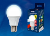 Лампа светодиодная Uniel LED-A60-8W/NW/E27/FR PLP01WH форма А мат.колба, белый в Орехово-Зуево СтройДвор на Карболите