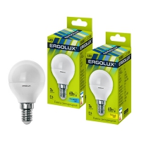 Лампа светодиодная Ergolux LED G45 7W E14 4500K в Орехово-Зуево СтройДвор на Карболите