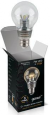 Лампа светодиодная Gauss G55 E27 7W 4100 шар прозрачный 