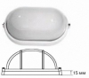 Camelion 1402S светильник влагозащит. IP54 60W E27 овал без реш белый (205x100x80) основание 15мм